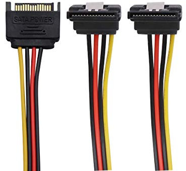 QiCheng&LYS SATA 15 Pines Macho a 2 x 15 Pines Hembra SATA 15 Pines 1 a 2 Puntas de extensión Y Adaptador de Cable Divisor -7 Pulgadas, (2 Paquetes)