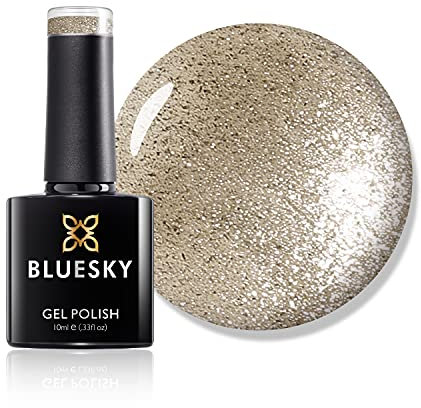 Bluesky Gel Nail Polish, Iced Glaze A056, Silver Gold Glitter, Long Lasting, Chip Resistant, 10 ml (Requires Drying Under UV LED Lamp)
