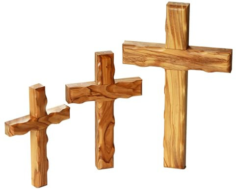 Kassis Geschenkartikel Olivenholz Kreuz schlicht zum Aufhängen Wandkreuz Deko Geschenk zur Firmung Geburt Kommunion Taufe (Ohne Gravur, 16 cm)