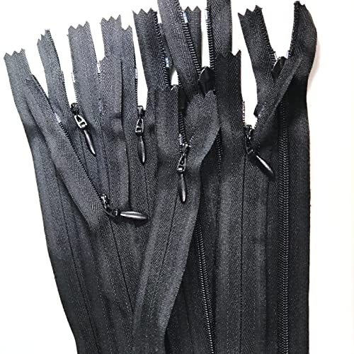 Leekayer 20 inch Invisible Zipper Black Nylon Zipper Coil Teeth 20”Hidden Zippers for Sewing Dress Pillow 50 cm Closed End Zippers Bulk 20 PCS/Pack