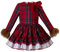 Ju petitpop Vestido de niña con Manga de Piel sintética de Rejilla roja Conjuntos de Invierno con Diadema