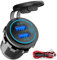 Presa USB 12V, Doppia Quick Charge 3.0 Caricatore Auto per Cellulare con LED Blu e Interruttore, Adattatore Accendisigari 12V/24V Impermeabile per Auto Moto Camper Barca Golf Cart Ecc.
