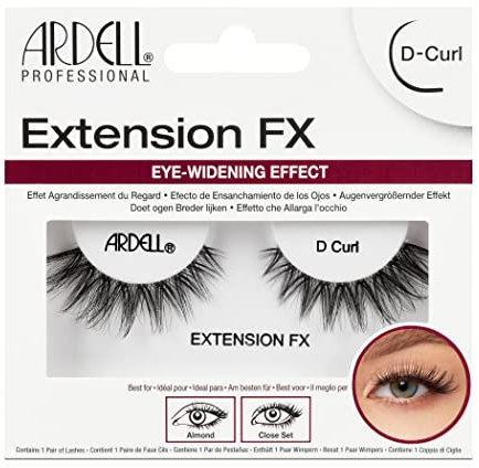 Ardell False Eyelashes Extension FX D Curl Black Long Flared To Widen Eyes Almond Deep-Set Eyes Silky-Soft Knot-Free Invisiband Comfortable Wear Vegan-Friendly Eyelashes
