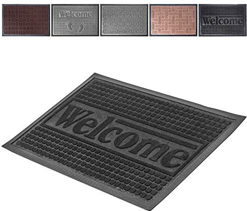 KADAX Fußmatte, 60 x 40 cm, Fußabtreter für Innen und Aussen, waschbare Gummifußmatte für Haustür, Hauseingang, Schmutzfangmatte aus Gummi, Sauberlaufmatte, Türvorleger (schwarz)