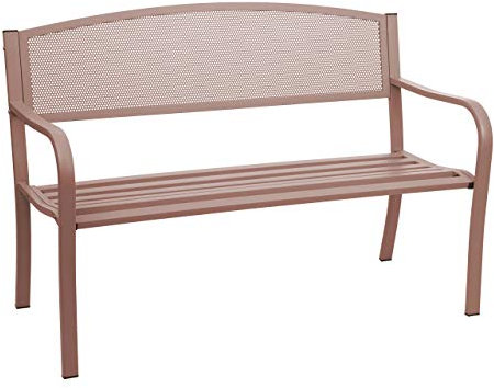 Mendler Gartenbank HWC-F52, Bank Parkbank Sitzbank, 2-Sitzer pulverbeschichteter Stahl - braun