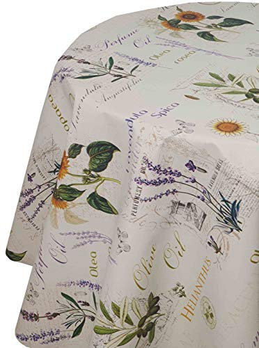 Wachstuch Wachstischdecke Tischdecke Gartentischdecke Heilpflanzen Rund 100 cm abwaschbar gefaltet