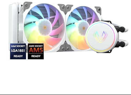 Vetroo V240 White Liquid CPU Cooler 240mm Addressable RGB & PWM Pump & Fans 250W TDP AIO Water Cooler w/Controller Hub for Intel LGA 1700/1200/115X AMD AM5/AM4 for Gaming Console