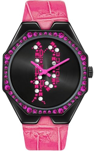 Police Montre à Quartz pour Femme 32015082 avec Affichage analogique, Rose, Taille Unique, Sangles.