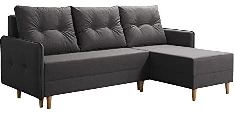 Ecksofa Milowa mit Bettkasten, Eckcouch mit Schlaffunktion, Polsterecke für Wohnzimmer, Wohnlandschaft L-Form Sofa Couch mit Bettfunktion, Ottomane universell (Lux 06)
