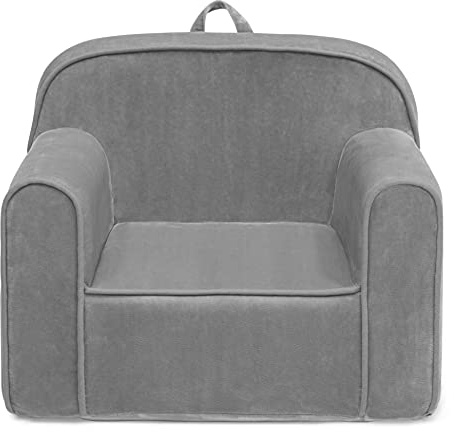 Delta Children Cozee Chair for Kids for Ages 18 Months and Up, Grey Mink Velvet