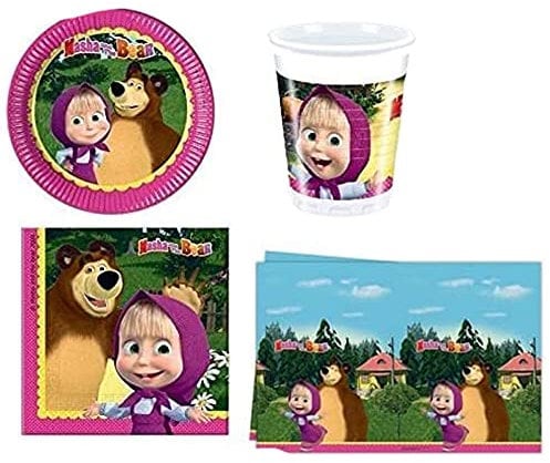 KIT N 78 COORDINATO TAVOLA MASHA E ORSO bambina Russia cartone animato party piatti