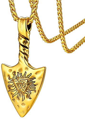 FaithHeart goldener Wikinger Speer Anhänger Halskette Viking Pfeil Halskette mit Geschenkebox für Geburtstag Vatertag Valentinstag