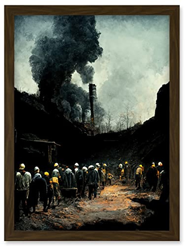 Doppelganger33 LTD Coal Miners Yorkshire Pithead Colliery Artwork Framed Wall Art Print A4