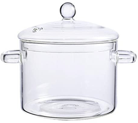 Aosbset Casserole en Verre marmite en Verre résistant à la Chaleur avec Couvercle Pot en Verre amélioré Plus épais pour Soupe légumes Salade de Fruits