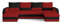ALTDECOR Ecksofa in U-Form mit Schlaffunktion und Bettkasten mit Gasdruckfeder, Polstercouch Wohnlandschaft rückenecht gepolstert, ideal als Gästebett - Mario 307x146x85 cm - Rot/Schwarz