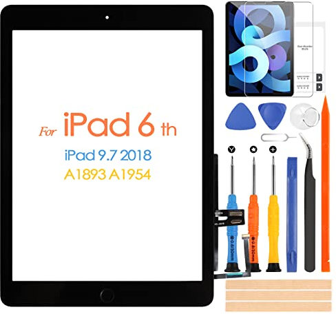 ARSSLY Pantalla táctil 2018 para iPad 6 9.7 A1893 A1954 Digitizer Pantalla para iPad 6 con botón de inicio, pantalla táctil de repuesto para iPad 6th con kit de reparación (no pantalla LCD)
