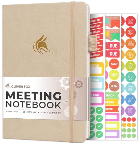 Clever Fox Meeting Notebook - Work & Business Organizer mit Notizen & Aktionspunkten - Notizblock für Projektmanagement & Meetings, A5 (Seehell)
