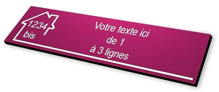 Plaque gravée motif MAISON pour Boite aux Lettres autocollante 10x2,5cm STANDARD personnalisable - 1 à 3 lignes sans frais supplémentaires + Numéro - bordeaux