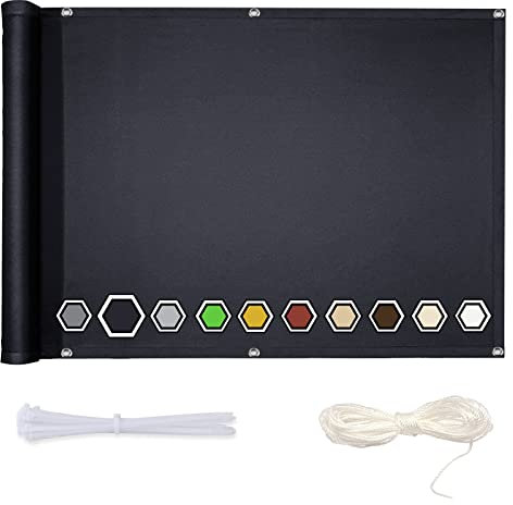 Frangivista Telo Copertura Frangivento 90x1300cm Poliestere Facile da Installare per Ringhiera Protezione Balcone Occhielli Corda Inclusa Grigio Scuro