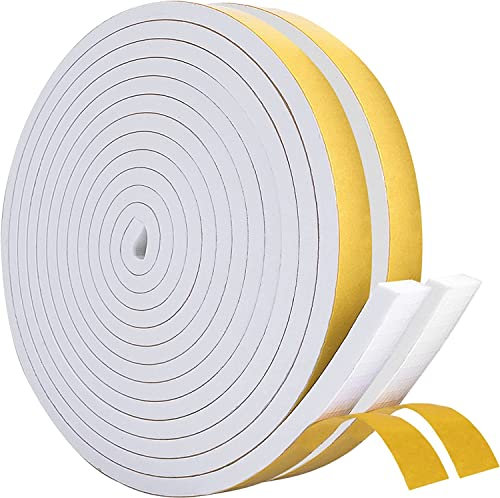 6m Dichtungsband Selbstklebend 10mm(B) x6mm(D) für Türen Fenster Schaumstoffband Türdichtung Fenster, Gummidichtung für Kollision Siegel Lärm Schalldämmung Weiß(2 Rollen je 3m lang)