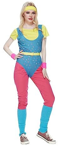 EraSpooky Damen Retro 80er Jahre Aerobic Outfit,Sportbekleidung,Sportler Outfit,Halloween Cosplay