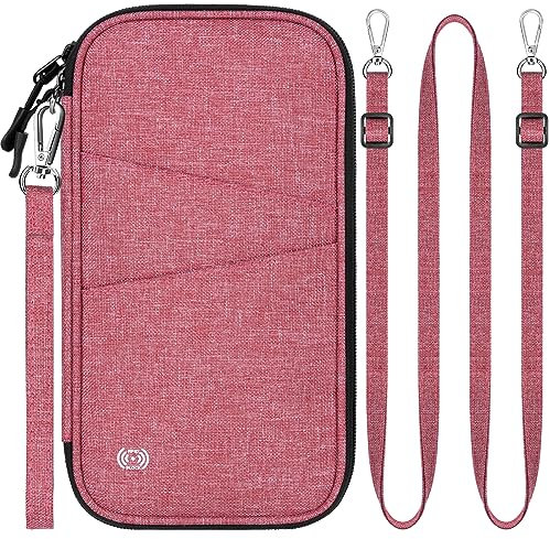 LUROON Reisepass Tasche Familie Reiseorganizer mit RFID Blocker Herren Damen Reisepasstasche für Kreditkarten Personalausweis Flugtickets Geld Münzen Telefonschlüssel Impfausweis