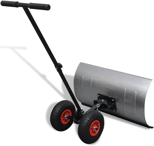 Schneeschaufel aus Metall, robust, mit Rädern für Auffahrt, groß, beste Winter-Schneeschieber, Entfernungsschaufel, Werkzeug-Set, Parkplatz, Schneeschaufel
