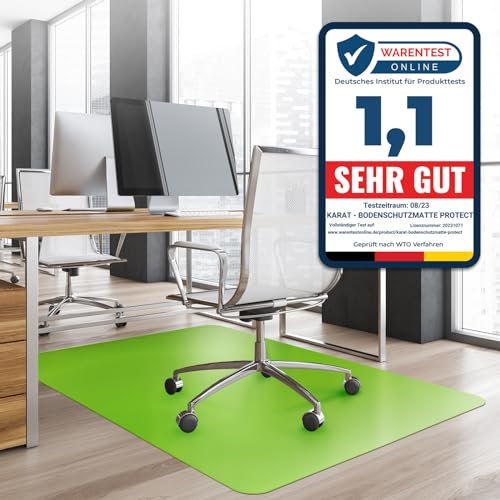 Bodenschutzmatte Bürostuhl, Schreibtischstuhl Unterlage transparent, Unterlage Schreibtisch Schutzmatte, Bodenschutzmatten für Bürostühle, 114 x 200 cm für Hartböden (Hellgrün)