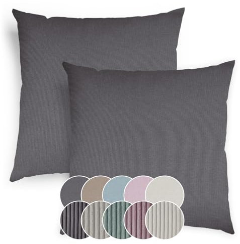 sleepling 2er Set 40 x 40 cm, Sofakissen mit Füllung und Bezug, Zierkissen aus robustem Polsterstoff, Dekokissen, Kopfkissen, Kissen für Couch, dunkelgrau
