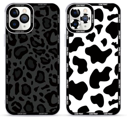 Foonary 2 Pack Clear Set Suitable for iPhone 11 Pro Transparent 5.8, Phone Case With Leopard Beautiful Fun Aesthetic Pattern Cover, Soft Silicone Shockproof Protective Box, for iPhone 11 Pro
