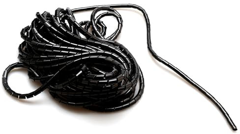 Vanyibro Cable Tidy Tube Black,10m Wire Management Sleeve with 6mm & 4mm Diameter, Flexible Spiral Cable Wrap Kit for TV, PC, Audio, Laptop, Ethernet Cable