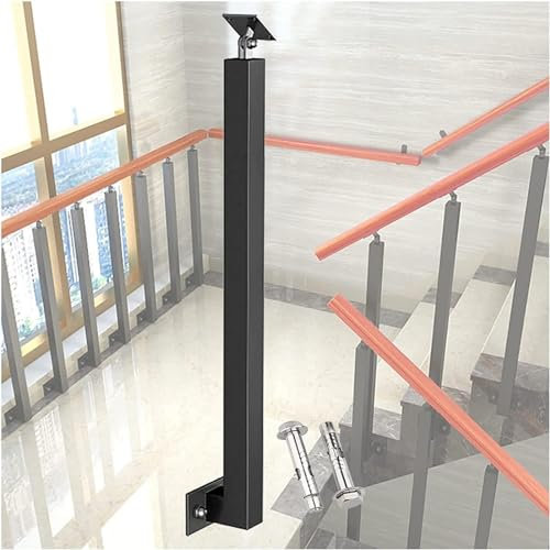 Verstellbarer Treppengeländer-Spindelpfosten, Deck-/Treppen-Seitenmontage-Handlauf-Geländersäule mit Installationssatz für Innen- und Außentreppen. 3 Farben (Farbe: Schwarz, Größe: Höhe 120