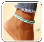 Inateannal Türkis Knöchel Armbänder Geschichtet Perlen Kette Knöchel Sommer Strand Türkis Fuß Fußkettchen Kette Handgefertigt Blau Weiß Perlen Fuß Kette Schmuck Für Frauen Und Mädchen