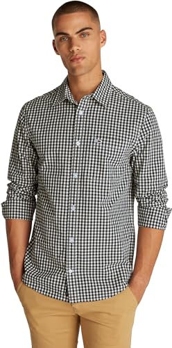 Tommy Jeans TJM Poplin Check Shirt Dm0Dm21115 Chemise L/S, Black (Black), M Homme