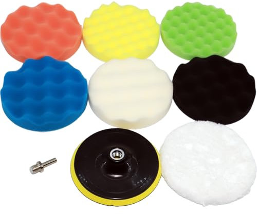 150mm Polierschwamm Auto Set, 8tlg Polierpad Schwämme Pad, Auto Polieren Pads für Akkuschrauber, Poliermaschine, Polierauflage, Bohrmaschine Polieren, Schleifen, Wachsen