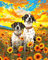 jieyisier Malen Nach Zahlen Erwachsene,DIY Handgemalt Ölgemälde Kit für Anfänger und Erwachsene Tiere Mit 3-Pinseln und Acrylfarbe, Hund und Sonnenblume bei Sonnenuntergang（Ohne Rahmen 40X50cm ）