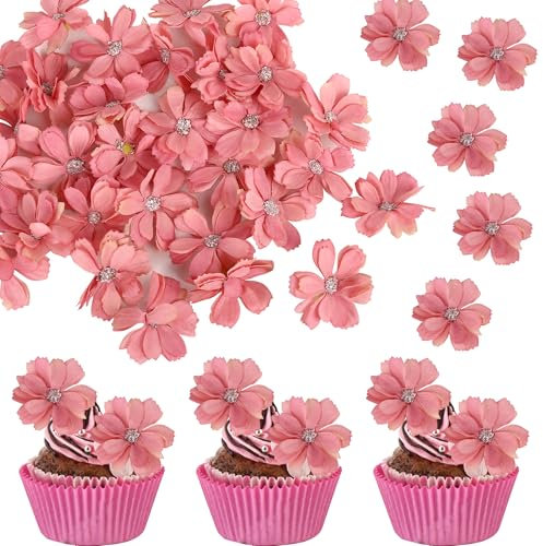 Xsstarmi 30 Pack Mini Daisy Flower Cupcake Toppers Artificial Flower Silk Daisy Cupcake Picks for Fake Flower DIY Baby Shower Wedding Bithday Party Cake Decorations Supplies