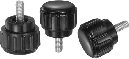 sourcing map 20pcs M3 x 6mm Male Thread Knurled Knobs, Thumb Screws Clamping Knobs Grip 14mm Plastic Round Head Hand Knobs Thumbscrews, Black