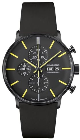 JUNGHANS Herrenuhr Form A Chronoscope Schwarz/Gelb 27/4473.02