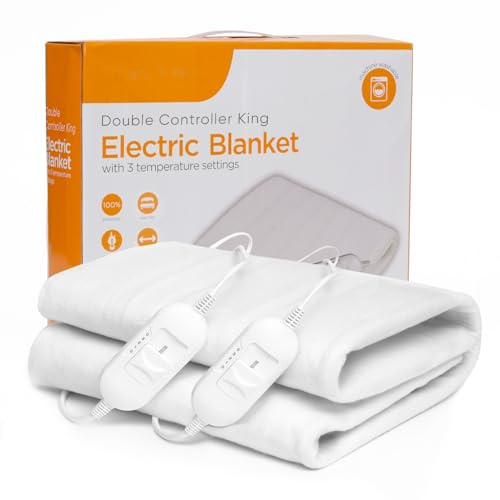 Electric Blanket King Size Dual Control with 3 Heat Settings Bed Warmer 160 X 150cm Heated Blankets Washable Electric Mattress Heater with Overheat Protection
