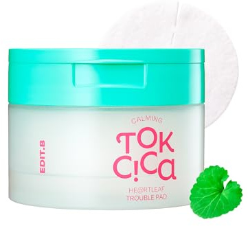 EDIT.B Calming Tok Cica Heartleaf Trouble Pads, Cooling & Hydrating Facial Toner Pads for Sensitive Skin, Mild Exfoliating & Soothing, Easy-Split for Multi-Use, Daily Korean Skin Care (70 Sheets)