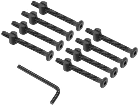 PATIKIL 8er Pack M6 x 65mm Hochbett-Schrauben Für Möbel Bett Schwarz | Sechskant-Antrieb Hülsenkopf-Schrauben Schrauben-Muttern Sortiment, Mit 1Stück Schraubenschlüssel