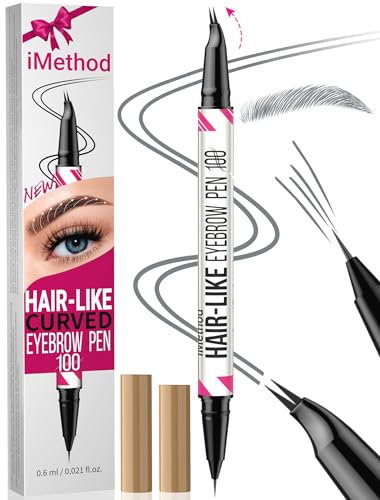 iMethod Curved Microblading Augenbrauenstift - Eyebrow Pencil 2-in-1 Dual-Ended Augenbrauenstift, Eyebrow Pen with Curved Tip & Präziser Pinselspitze Erzeugt Natürliche Augenbrauen, Grey