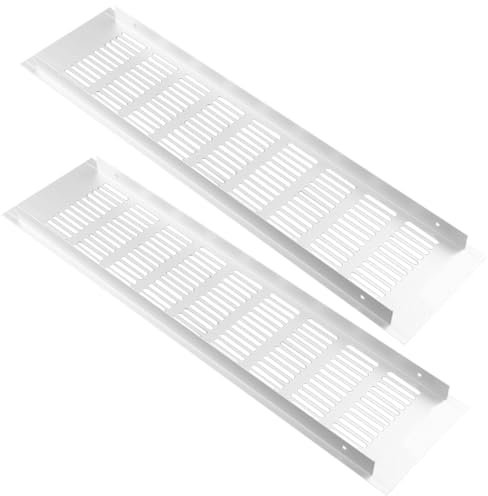 ZESLIV 2 Stück Lüftungsgitter, Weißes Belüftungsgitter Aluminium Abluftgitter Eckig für Küchenschrank, Schuhschrank und Kleiderschrank, 100mm*400mm