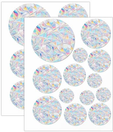 26 STK Prisma Fensteraufkleber, runden Regenbogen Fensterbilder Suncatcher Sticker Fensterfolie Sonnenfänger mit Prisma Regenbogeneffekt, Vogelschutz Aufkleber für Türen Fenster Deko Fenstersticker