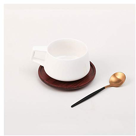 DDNGEJ Tasse à Expresso en Porcelaine de 100 ML avec cuillère en métal et Tasse à café en céramique Blanche avec poignée