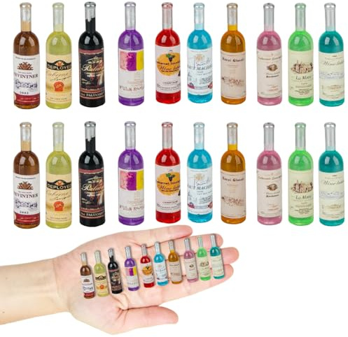 20 Stück Puppenhaus Miniatur Weinflasche, Miniatur Zubehör, Miniaturen, Ideal Für Puppenhaus, Mini Bar, Garten Deko Und DIY Projekte, Perfekt Als Schlüsselanhänger Oder Partydekoration