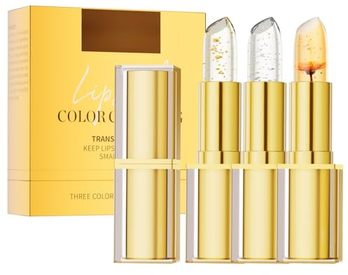 Thermoaktiver Lip Balm,Lippenstift 24 Stunden Halt,Farbwechselnder Lippenstift für Damen,PH-Lippenstiftmit Farbwechseleffekt,Blattgold Lipstick Color-Changing,Feuchtigkeitsspendend Lippenstifte,3PCS