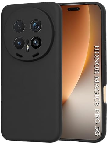Techsuit für Honor Magic8 Pro Hülle mit Soft Touch, Magnetring Kompatibel, Minimalistisches Design, Stoßfest, Anti Fingerabdruck, Erhöhte Kanten, Flexibel, SoftFlex Series, Silikon, Schwarz