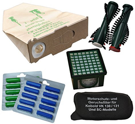 FSProdukte Super-Spar-Set, 20 Staubbeutel, 20 Duftstäbchen, Hygienefeinfilter, Motorschutzfilter, Ersatz Bürsten EB 350 kompatibel Vorwerk VK 130 131